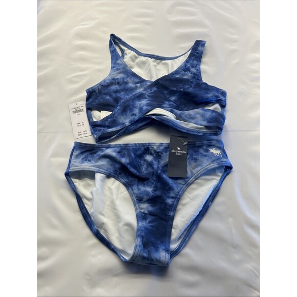 Abercrombie Kids 2 Piece Bikini Girls 11/12 Blue Tie Dye Design New w/Tags - Picture 1 of 8